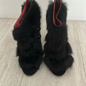Charles Jourdan Fur Booty Sandals
